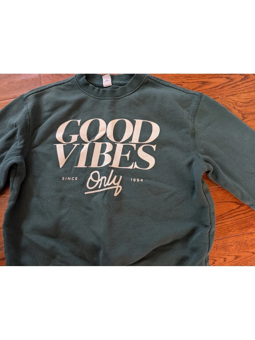 Old Navy Good Vibes Only Green Sweatshirt Girl's Size M (8)